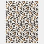 Couverture Polaire Crème Noir Brun Léopard Animal (Devant)
