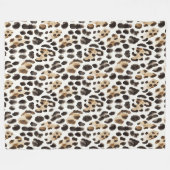Couverture Polaire Crème Noir Brun Léopard Animal (Devant (Horizontal))