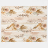 Couverture Polaire Crème Rustique Floral Boho (Devant (Horizontal))