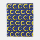 Couverture Polaire Crescent Jaune Lune Bleu Nuit Sky Star Astronomie (Devant)