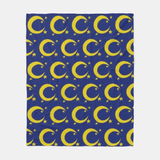 Couverture Polaire Crescent Jaune Lune Bleu Nuit Sky Star Astronomie (Devant)