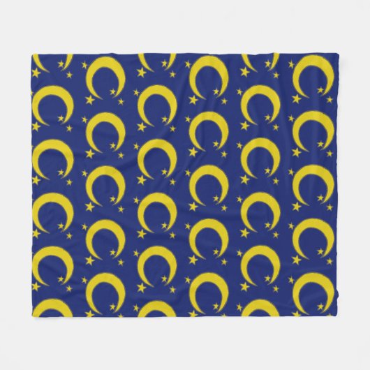 Couverture Polaire Crescent Jaune Lune Bleu Nuit Sky Star Astronomie (Devant (Horizontal))