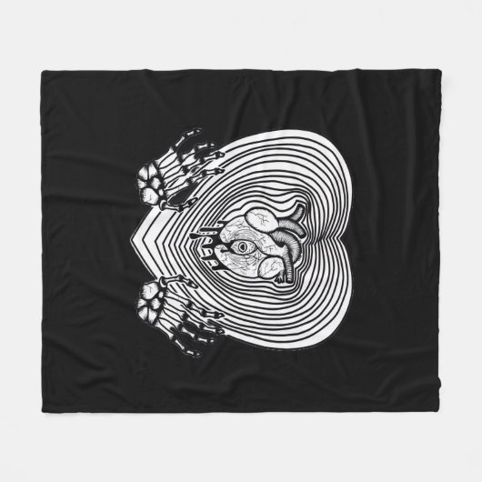 Couverture Polaire Crier Coeur classique - Squelette Mains Coeur (Devant (Horizontal))