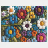 Couverture Polaire Crochet Look Retro Boho Hippie Fleurs sauvages (Devant (Horizontal))