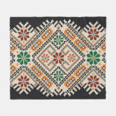 Couverture Polaire Crochet ukrainien : Motif artisanal ethnique. (Devant (Horizontal))