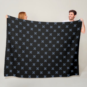 Couverture Polaire Crochets bleu-gris sur noir