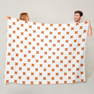 Couverture Polaire Crochets orange sur blanc