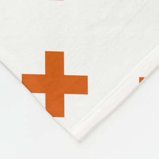 Couverture Polaire Crochets orange sur blanc (Coin)