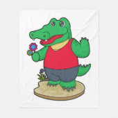 Couverture Polaire Crocodile aux fleurs (Devant)