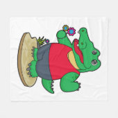 Couverture Polaire Crocodile aux fleurs (Devant (Horizontal))