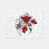 Couverture Polaire Croissant mécanique avec roses rouges (Devant (Horizontal))