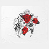 Couverture Polaire Croissant mécanique avec roses rouges (Devant (Horizontal))