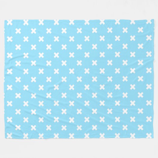 Couverture Polaire Croix blanche sur le bleu bébé (Devant (Horizontal))