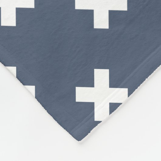 Couverture Polaire Croix blanches sur bleu-gris (Coin)