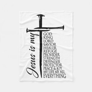 Couverture Polaire Croix chrétien Christ Jésus est mon Dieu Roi Seign