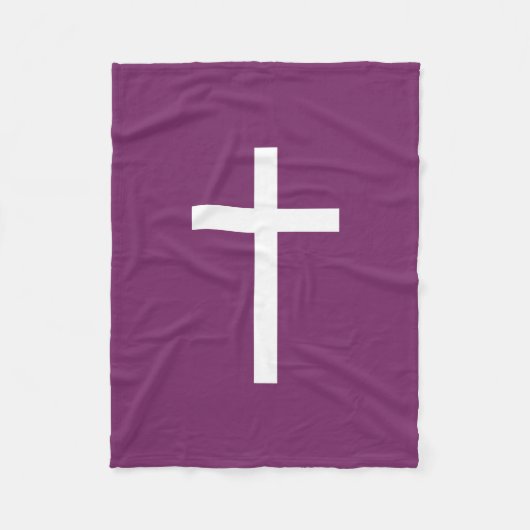 Couverture Polaire Croix chrétienne de base Rapport doré Blanc Violet (Devant)