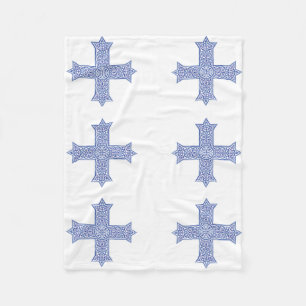 Couverture Polaire Croix copte d'art en Lapis Bleu Premium