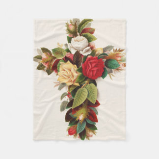 Couverture Polaire Croix de roses, illustration de l'ère victorienne