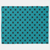 Couverture Polaire Croix noire sur turquoise (Devant (Horizontal))