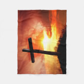 Couverture Polaire Croix religieuse de Pâques au coucher du soleil (Devant)