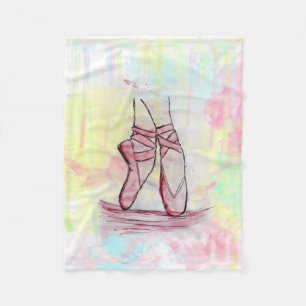 Couverture Polaire Croquis de chaussures en ballet mignonne Aquarelle