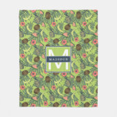 Couverture Polaire Croquis de fruit tropical sur le motif vert (Devant)