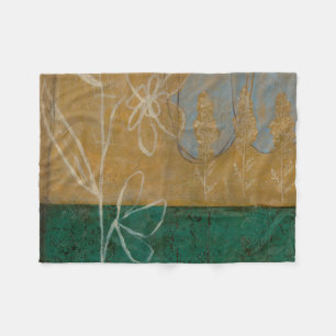 Couverture Polaire Croquis floral avec Fleur sauvage et Plante