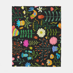 Couverture Polaire Croquis floral, motif artistique sans couture.