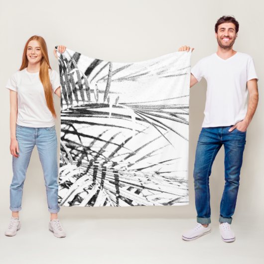 Couverture Polaire Croquis minimalisme Feuille Palm Tree (En situation)