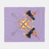 Couverture Polaire Crossed Fantasy Axes with Fiery Energy – Powerful  (Devant (Horizontal))