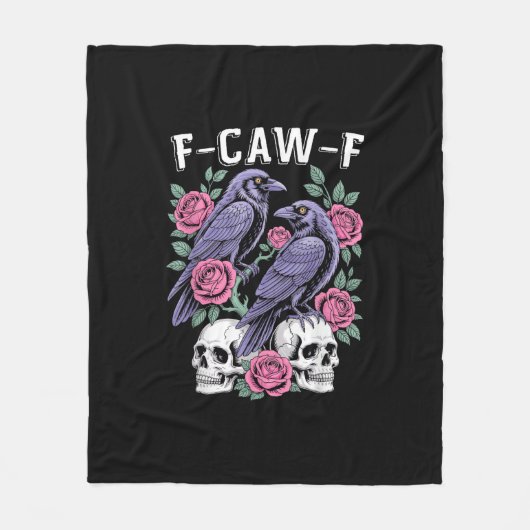 Couverture Polaire Crow F-Caw-F Funny Bird Moon Gothic Adult Humor Mi (Devant)