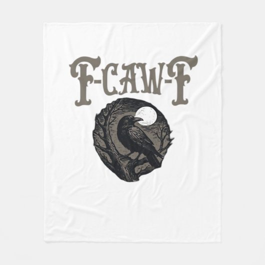 Couverture Polaire Crow, F-Caw-F Funny Bird Moon Gothic Retro Graphic (Devant)