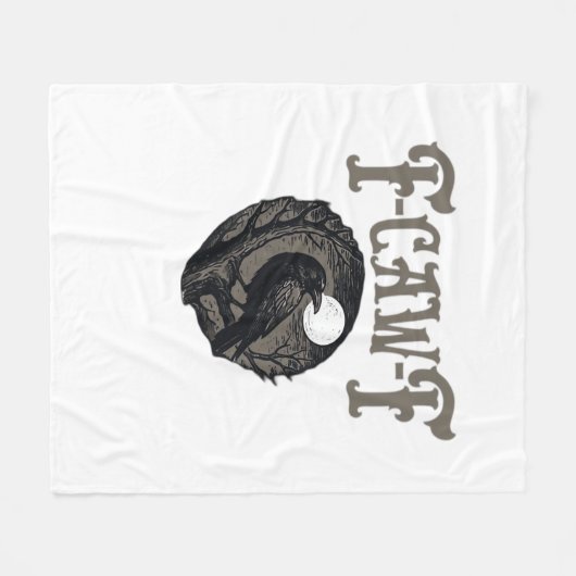 Couverture Polaire Crow, F-Caw-F Funny Bird Moon Gothic Retro Graphic (Devant (Horizontal))