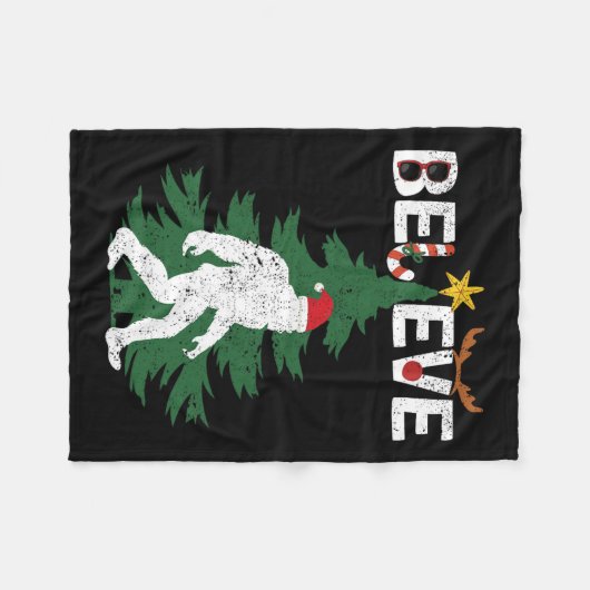 Couverture Polaire Croyez Bigfoot Sasquatch Yeti Santa Hat Noël (Devant (Horizontal))