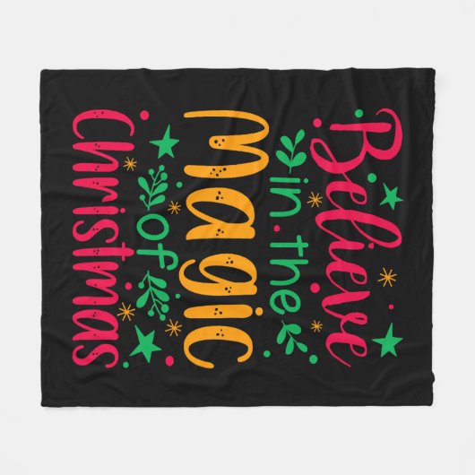 Couverture Polaire Croyez en la magie de Noël Joyeux Noël (Devant (Horizontal))