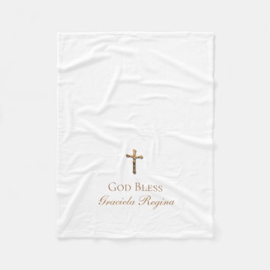 Couverture Polaire Crucifix croisé d'or de baptême (Devant)
