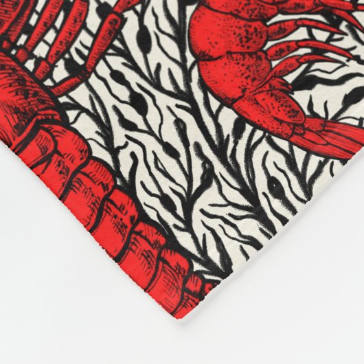 Couverture Polaire Crustacés en rouge, noir et ivoire (Coin)