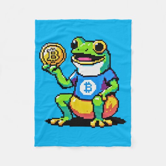 Couverture Polaire Crypto Frog - Drôle Pixel Art Devise numérique (Devant)