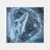 Couverture Polaire Crystal Ice Whale in Enchanted Frozen Cavern (Devant (Horizontal))