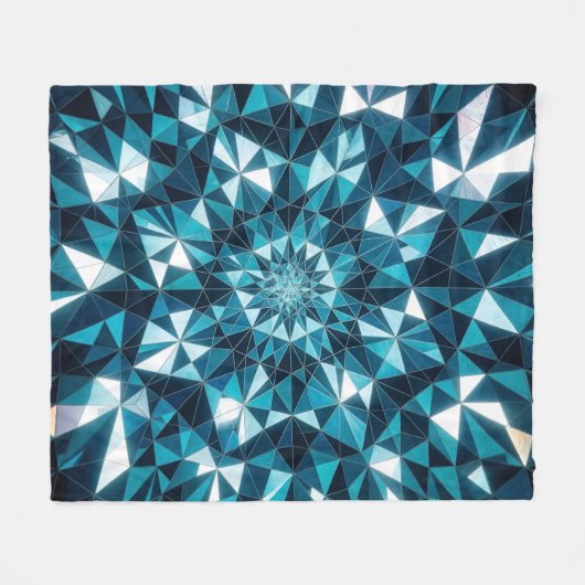 Couverture Polaire Crystal pattern Ocean Hues Kaleidoscope Pattern (Devant (Horizontal))
