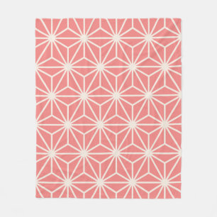 Couverture Polaire Cube rose Beige Hexagon Triangle Motif japonais