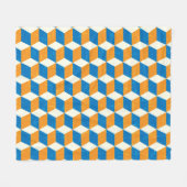 Couverture Polaire Cubes isométriques rétro, illusion géométrique (Devant (Horizontal))