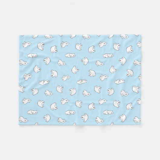 Couverture Polaire Cubes Ours Polaires - Bleu Icy - (Devant (Horizontal))
