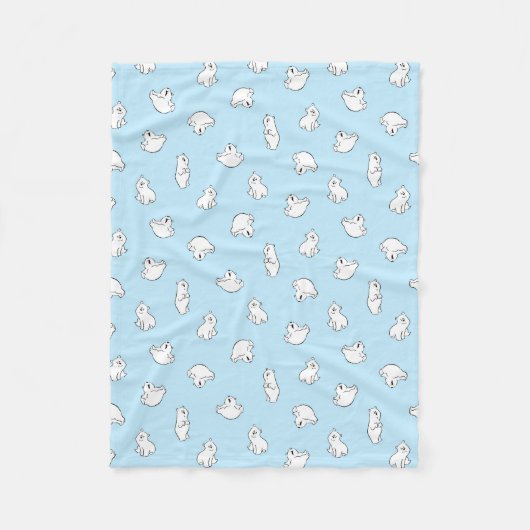 Couverture Polaire Cubes Ours Polaires - Bleu Icy - (Devant)