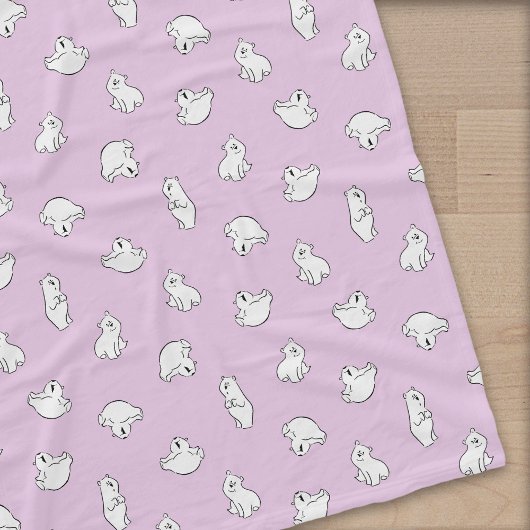 Couverture Polaire Cubes Ours Polaires - Rose Icy -