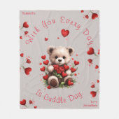 Couverture Polaire Cuddle Teddy Bear Hearts Rose Valentines Day (Devant)