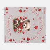Couverture Polaire Cuddle Teddy Bear Hearts Rose Valentines Day (Devant (Horizontal))