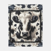 Couverture Polaire Cuir de vache noir et blanc aspect fourrure (Devant)