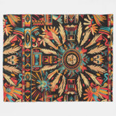 Couverture Polaire Cuisine Cyan "Aztec Dream" Plush Fleece Blanche (Devant (Horizontal))