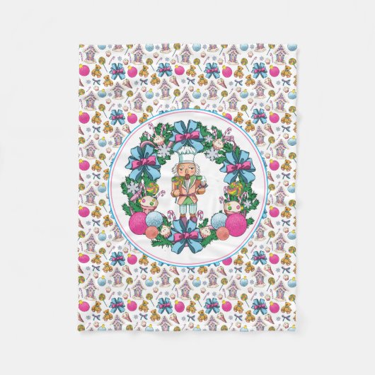 Couverture Polaire Cuisine Rose Et Bleu Casse-Noisette De Noël (Devant)